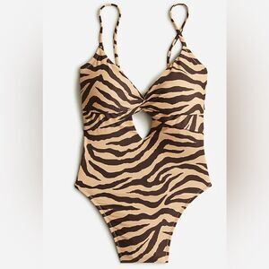 J.Crew Front-twist one-piece in zebra stripe NWT Size 24